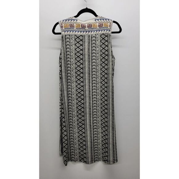 Papillon Boho Peasant Embroidered Casual Shift Dress Large Sleeveless High Low - Picture 2 of 4
